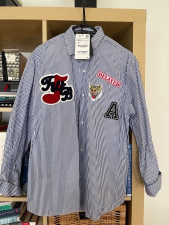 Zara new striped shirt with patch details, size XS