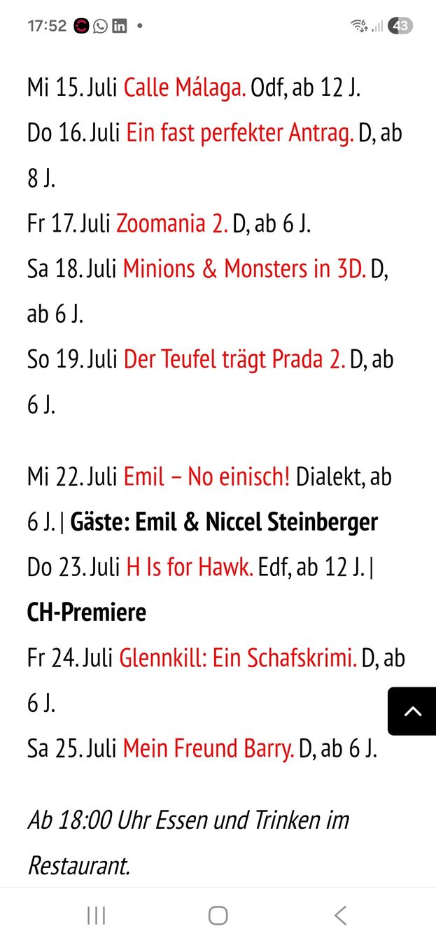 Tickets: Open Air Cinema Frick – Neu (gemäss Beschreibung) aus Therwil von Hexe13 3