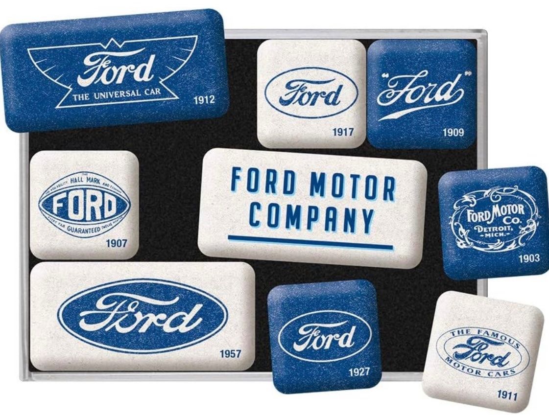 Magnete: Ford Logo Evolution Magnet Set 9teilig – Neu und originalverpackt aus Goldach von SSRConzept