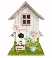 Deko Vogelhaus "Welcome" aus Holz 18 cm 25109