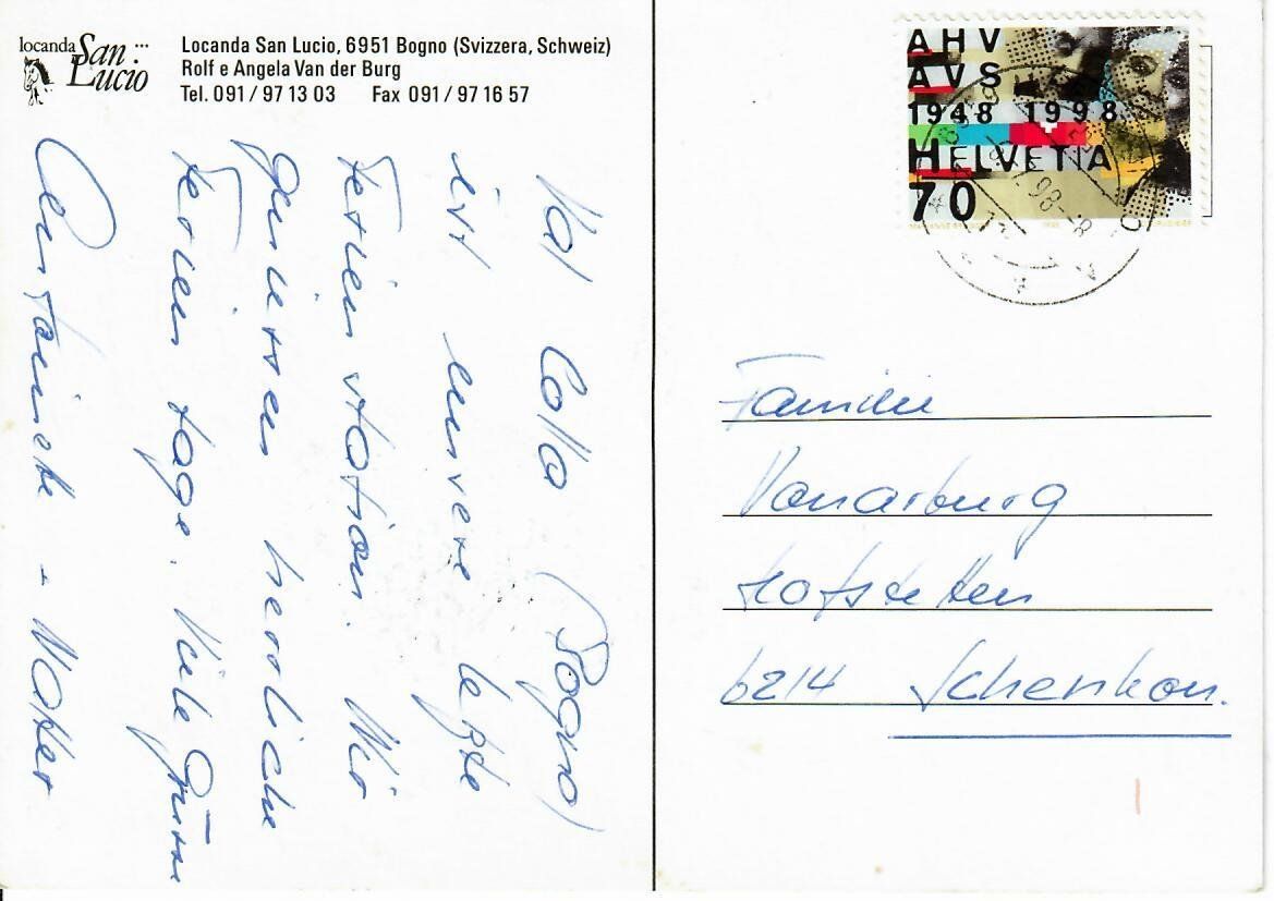 Cartoline postali: Locanda San Lucio, Bogno – Usato da Hochdorf venduto da Ziegel-16 1