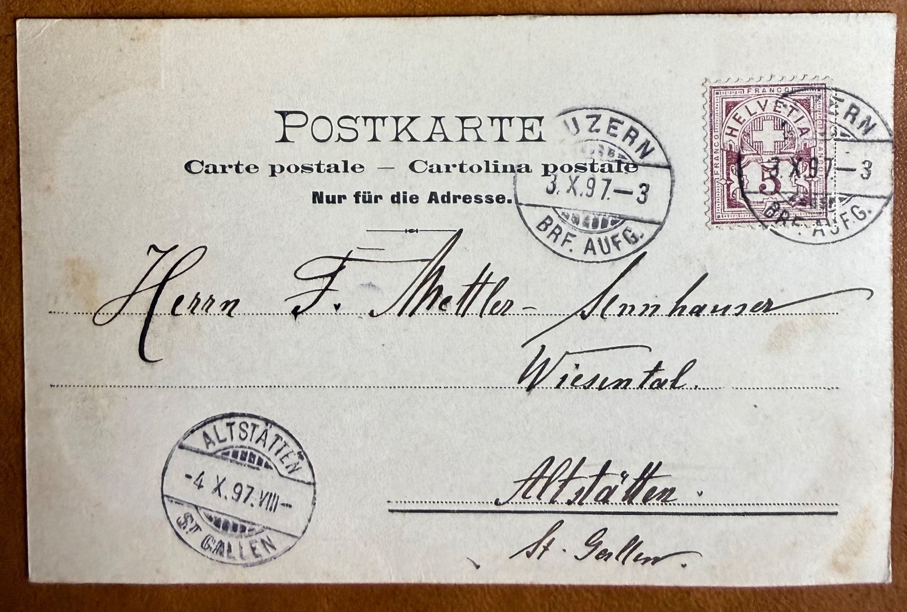 Cartoline postali: Gruss aus Luzern - Litho 1897 – Usato da Lutry venduto da Ediego 1