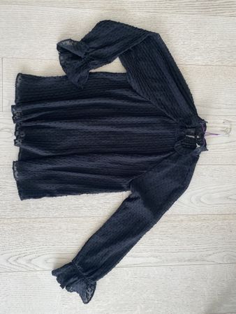 H&M Damen Bluse XS – Schwarz – Plissee – Elegant