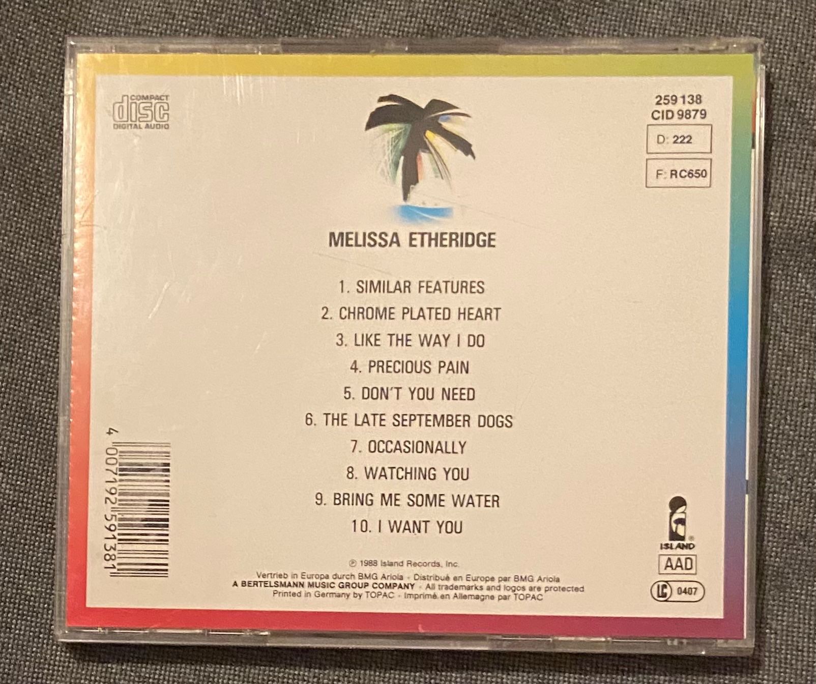 CD: Melissa Etheridge CD Melissa Etheridge (1988) – Usato da Luzern venduto da Lycka 1