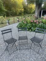 Trois chaises bistro de jardin ou balcon, métal pliable 