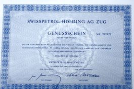 Original Genussschein SWISSPETROL HOLDING AG ZUG, 1960
