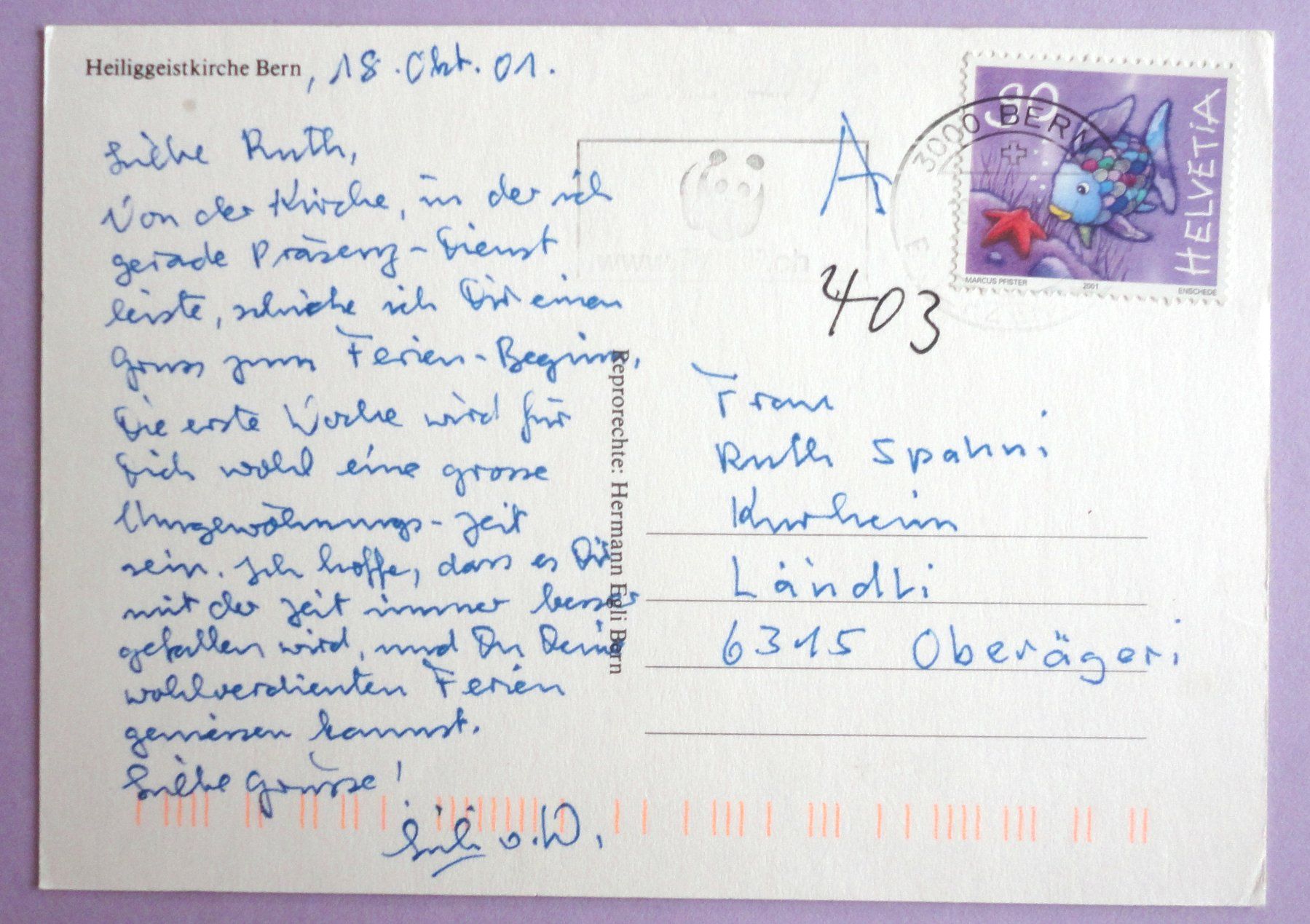 Cartoline postali: Heiliggeistkirche Bern – Usato da Fétigny venduto da Billy2miny 1