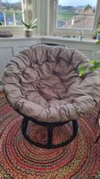 Papasan-Sessel mit Sitzkissen, schwarz/beige
