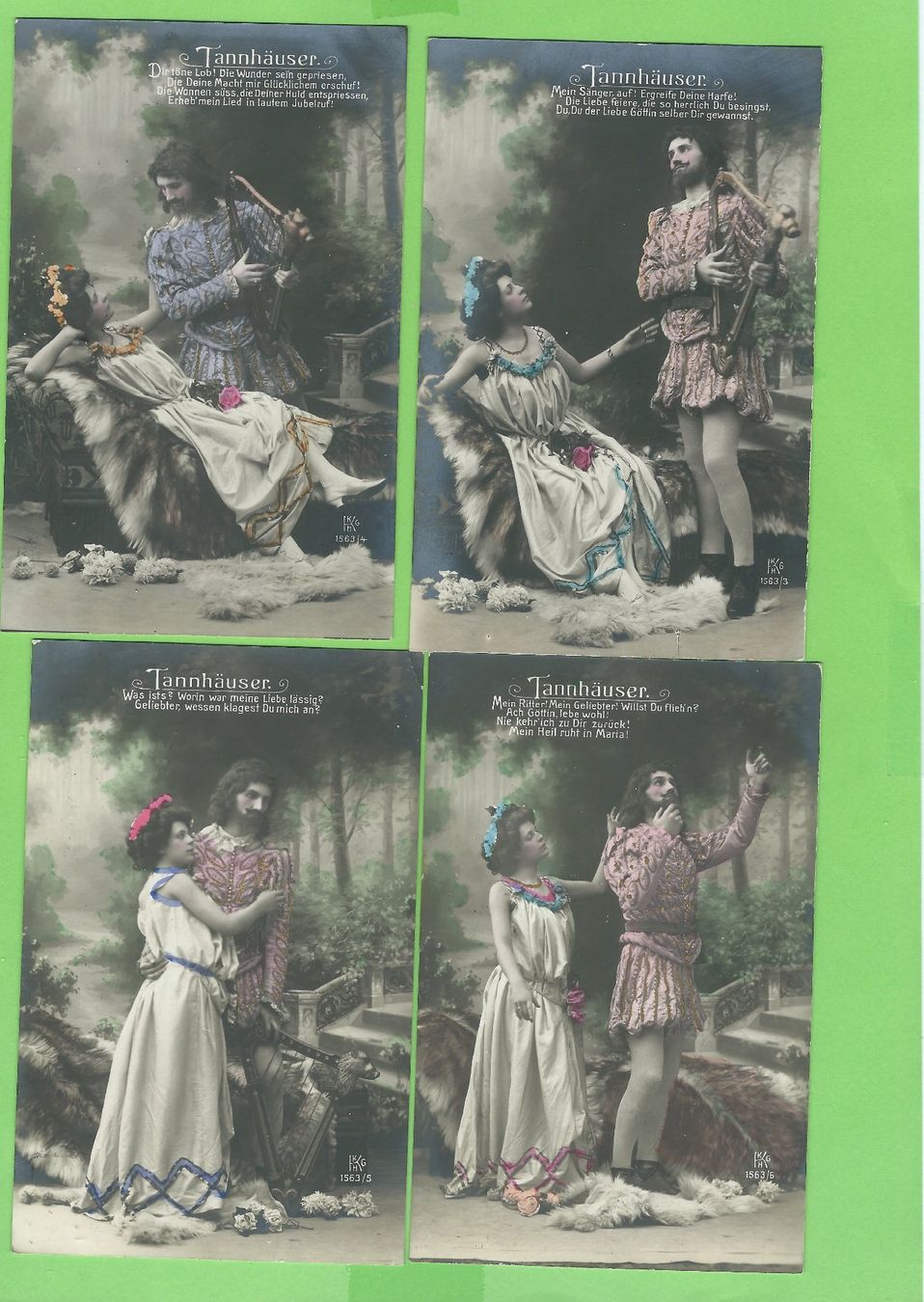 Cartoline postali: 4 seltene Tannhäuser Postkarten, um 1900 – Usato da Zürich venduto da t24_de