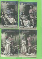 4 seltene Tannhäuser Postkarten, um 1900