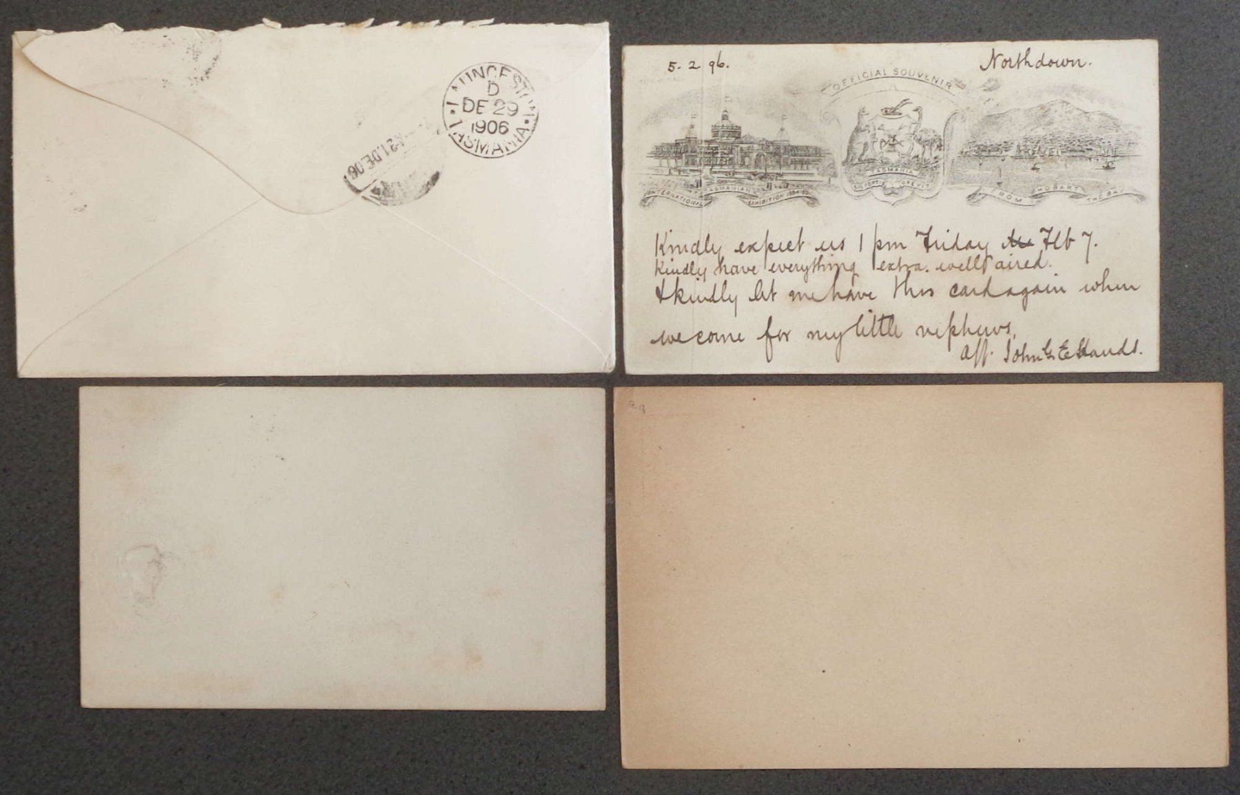 Tutti i francobolli: TASMANIA: 4 Postal Items, 1893–1906 – Usato da Le Locle venduto da timbrettino 1