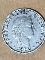 MONETA SVIZZERA 20 centesimi 1903 usata - circolata