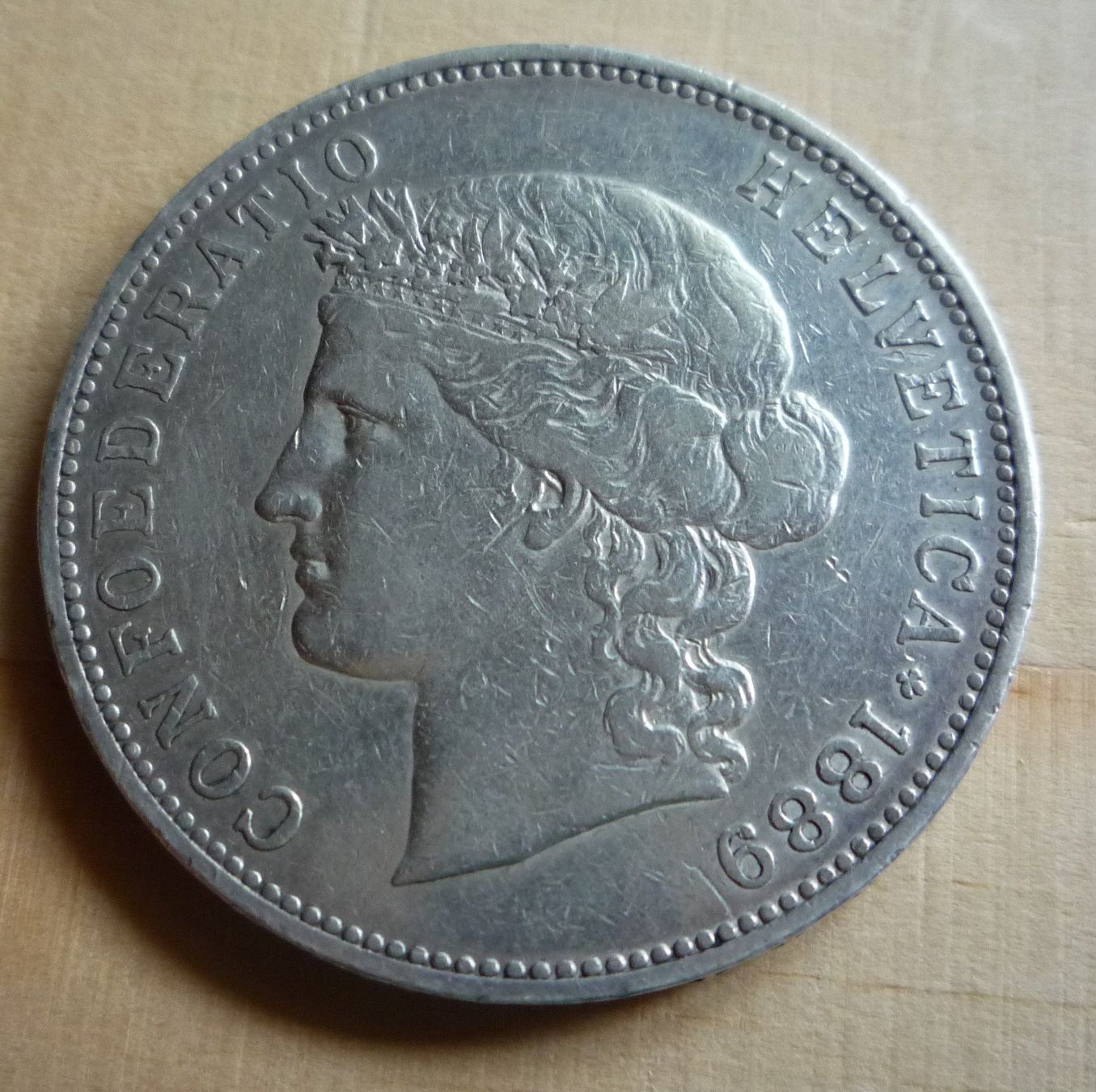 Tutti le monete: 5 Franken 1889, vz, Kat. 400.-- – Usato da Rieden SG venduto da Sammelfreund 1