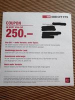 SBB CFF FFS Coupon CHF 250. Gutschein GA Jugend neu