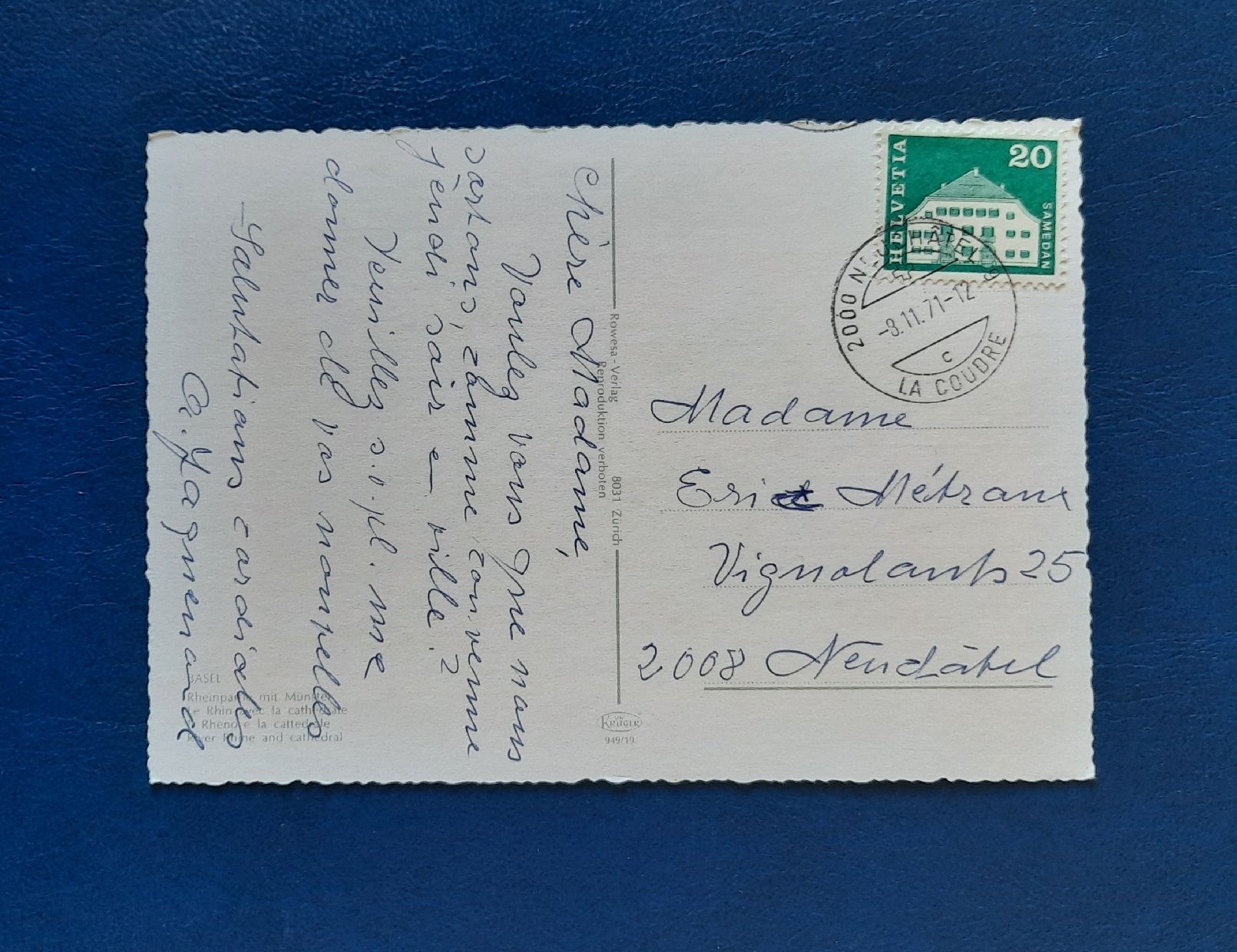 Cartes postales: Ansichtskarte Neuchatel,  gest. 1971 – D'occasion à Marly par neu-adlerauge65 1