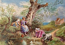 MYLES BIRKET FOSTER (nach) – Kinder am Wasser, Aquarell