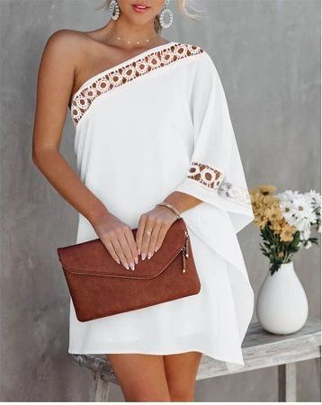 NEUES elegantes Kleid uni weiss Gr. S - 222439