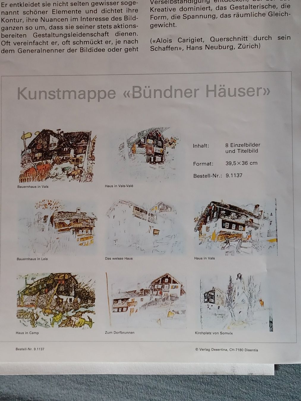 Foto & Immagini: Kunstmappe von A. Carigiet "Bündner Häuser" 2 Blatt gerahmt – Usato da Herisau venduto da ugr_prb5 1
