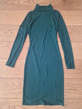 Rippkleid Rollkragen Dunkelgrün Grösse S guter Zustand