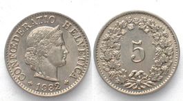 EIDGENOSSENSCHAFT 5 Rappen 1932 Nickel ERHALTUNG! unz
