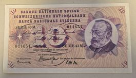 10 Franken Note Gottfried Keller ungefaltet 1965 ab 1 Fr. !!