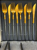 Edles Besteck-Set, Schwarz-Gold, neuwertig, 24-teilig