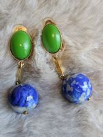Vintage Luxus Philippe Ferrandis Paris Lapis Ohrclips 70er