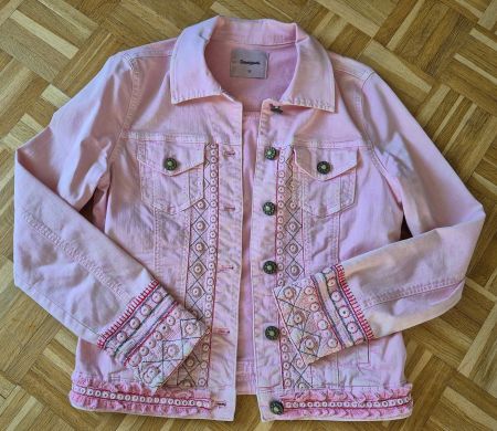 Desigual Jeansjacke, Gr. 36, rosa-durchzogen