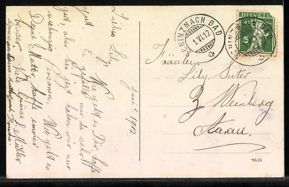 Cartoline postali: AK Bad Schinznach, Tennisplatz, 1912 – Usato da Berlin venduto da bartko-reher 1