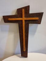 Vintage Wandkreuz Holz Mid Century Modernist Design