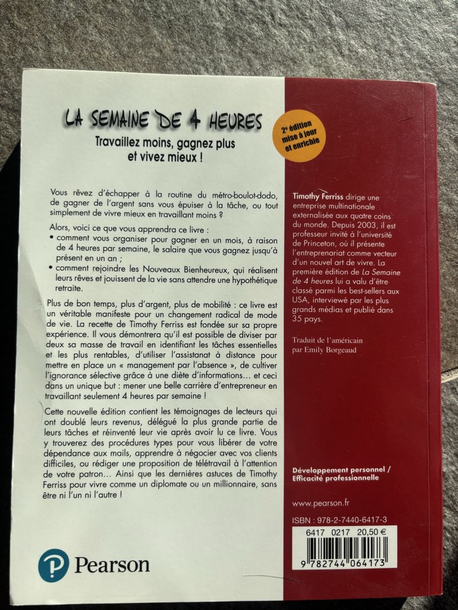 Livres: La semaine de 4 heures Tim Ferriss – D'occasion à Châbles FR par Chanao 1