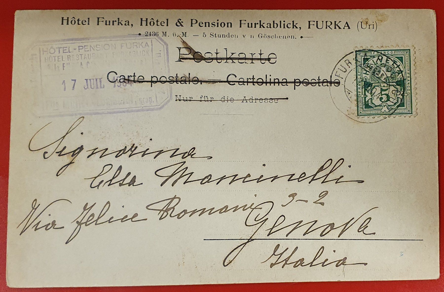 Cartoline postali: Furka Passhöhe 1904 - Mit Hotelstempel – Usato da Kreuzlingen venduto da Rschweiz1 1