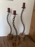Kerzenständer Kette Holz Sockel 3er Set ca 100 cm H
