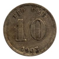 Schweden 10 Öre 1903 Silber Oscar II.