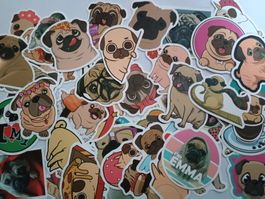 50* Mops Aufkleber Sticker