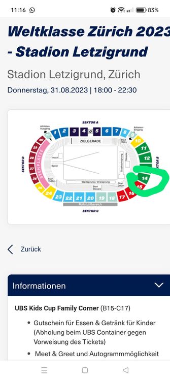 2 Tickets Weltklasse Zürich, DO 31.08.2023 Kaufen auf Ricardo