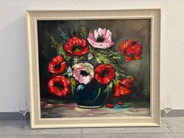 91cmbreitx81cmhoch / Ölgemälde, hübsches Blumenstillleben
