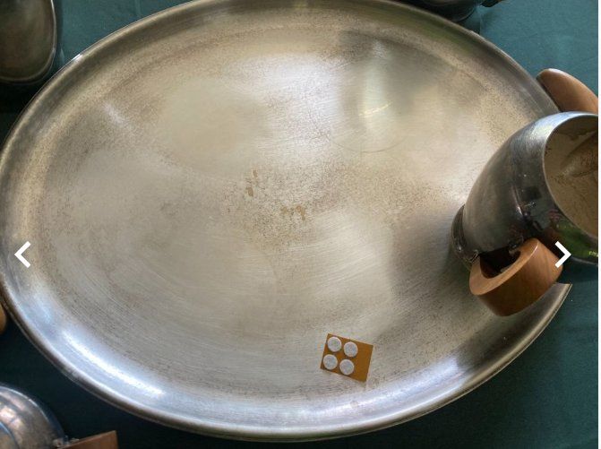 Set di piatti: Alessi Bombé Set Kaffee/Tee, Edelstahl/versilbert, Gratis Ve – Usato da Gümligen venduto da Primeselection 5