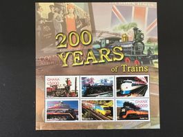 Ghana 200 YEARS OF TRAINS LOCOMOTIVE Block ** Luxus (80)