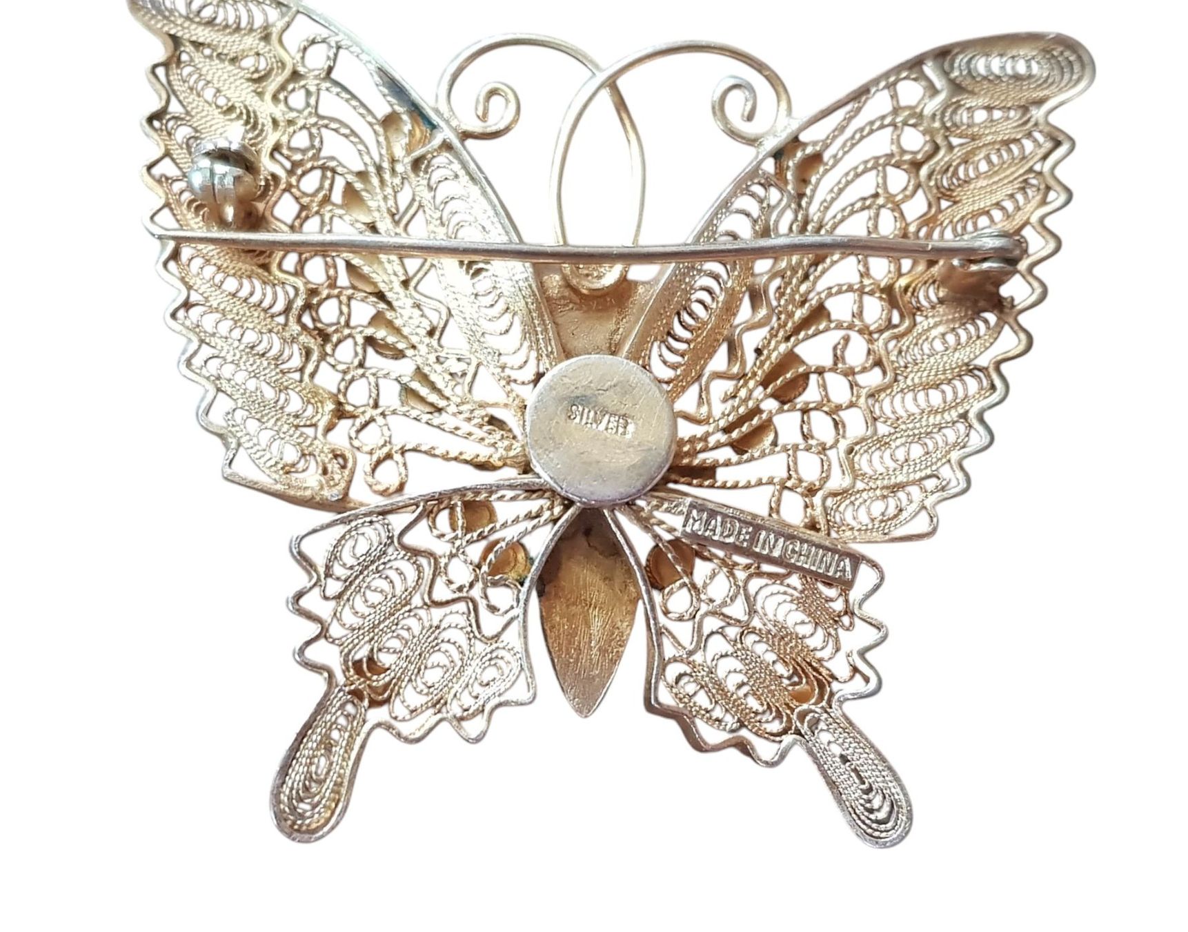 Spille & Fermagli: Brosche Schmetterling Silber vergoldet – Usato da Mörschwil venduto da wunderkiste44 2