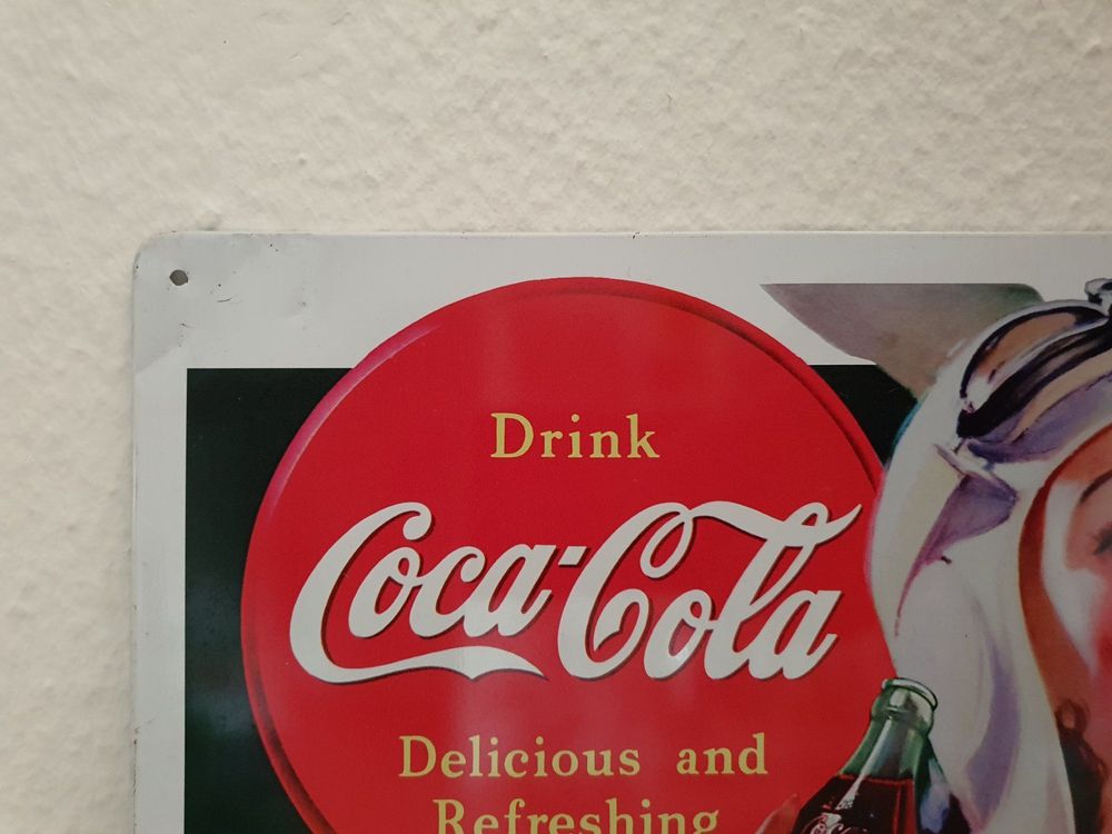 Großes Coca-Cola Deko-Blechschild - ca. 50 x 25 cm