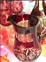 Ensemble 8 verres cristal de Bohème et un broc. 1950