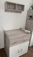 Wickelkommode mit Wandregal Holzoptik weiss gebraucht