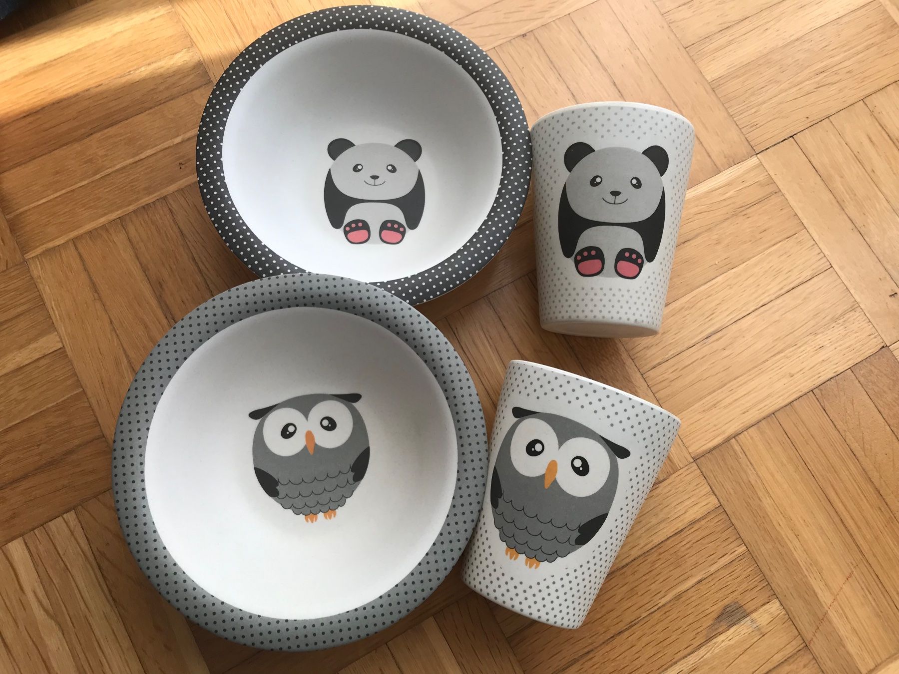 Piatti: Kinder Teller und Becher mit Panda / Eule – Usato da Emmenbrücke venduto da Hathor123
