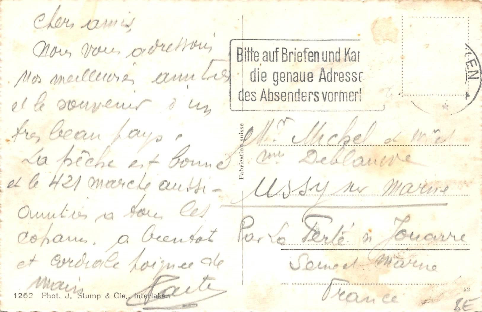 Cartoline postali: 2x Interlaken – Usato da Ottikon b.Kemptth. venduto da Neptun1974 3