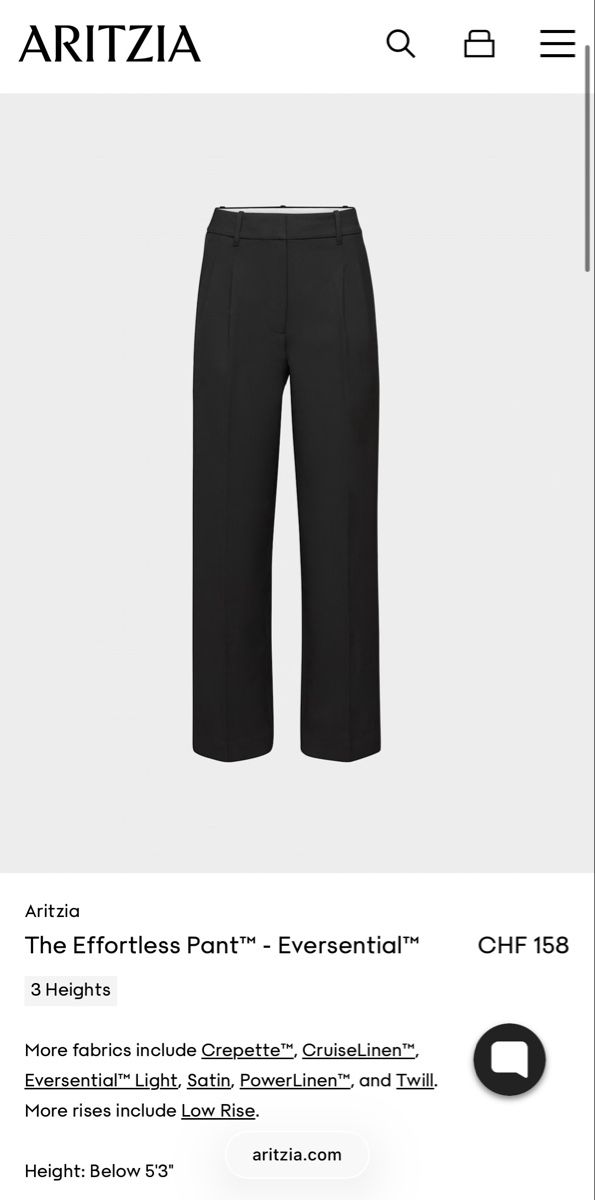 Hosen: Aritzia The Effortless Pant Eversential schwarz Grösse 0 – Gebraucht aus St. Gallen von Roya24