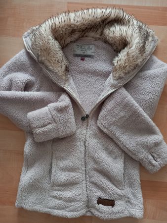 Dicke, weiche Faserpelzjacke Gr. XS mit Kunstfell im Kragen