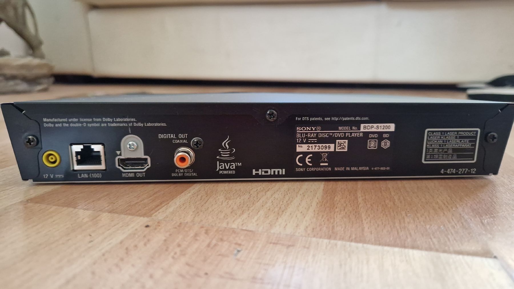 Sony Lecteur multimedia & Streamer: SONY BLURAY PLAYER BDP-S1200 – D'occasion à Zürich par Arianco 4
