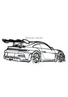 Porsche GT3 RS 992 3D Wanddeko schwarz neu