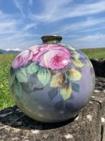 LIMOGES  GROSSE VASE BLUMENVASE KUGELVASE HANGEMALT SIGNIERT